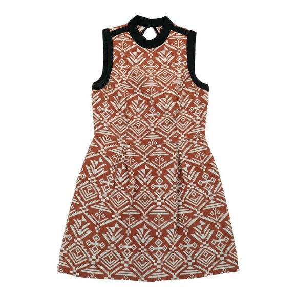 Nameless Contempo Casual Tribal Print Heavy Linen Open Back Woven Dress Sz Small - Picture 1 of 6